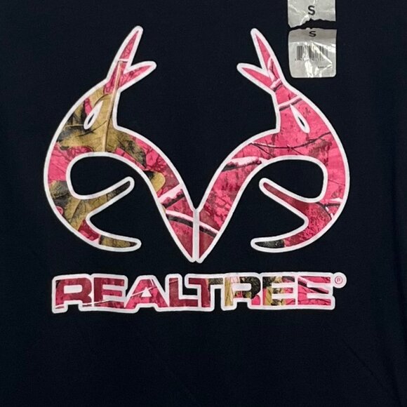Realtree Camo Logo Short Sleeve Tshirt Womens Small Black Pink New Hunting - Picture 5 of 9